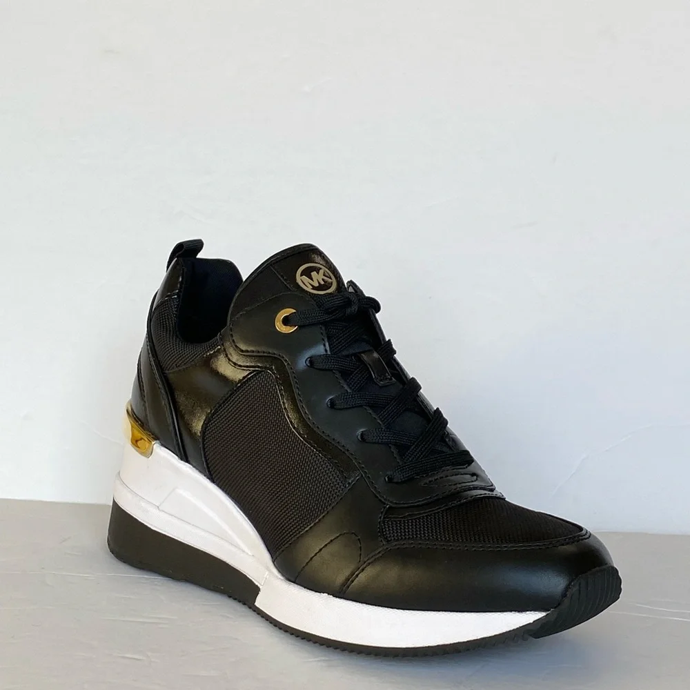 MICHAEL KORS CRISTA CANVAS TRAINER GEORGIA NYLON  LEATHERS - Picture 3 of 8